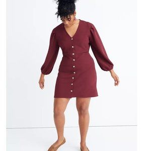 Madewell Texture & Thread Crepe Balloon-Sleeve Dress in Green Size: XS